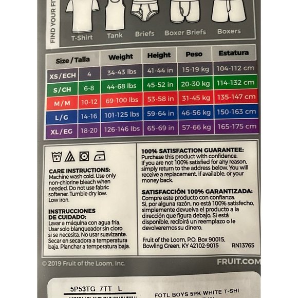 Fruit of the Loom White Tag-less Crew Neck Under T-Shirts Large 14/16 - Picture 7 of 8